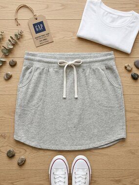 Gap Gray Drawstring Sweatshirt Mini Skirt Size M